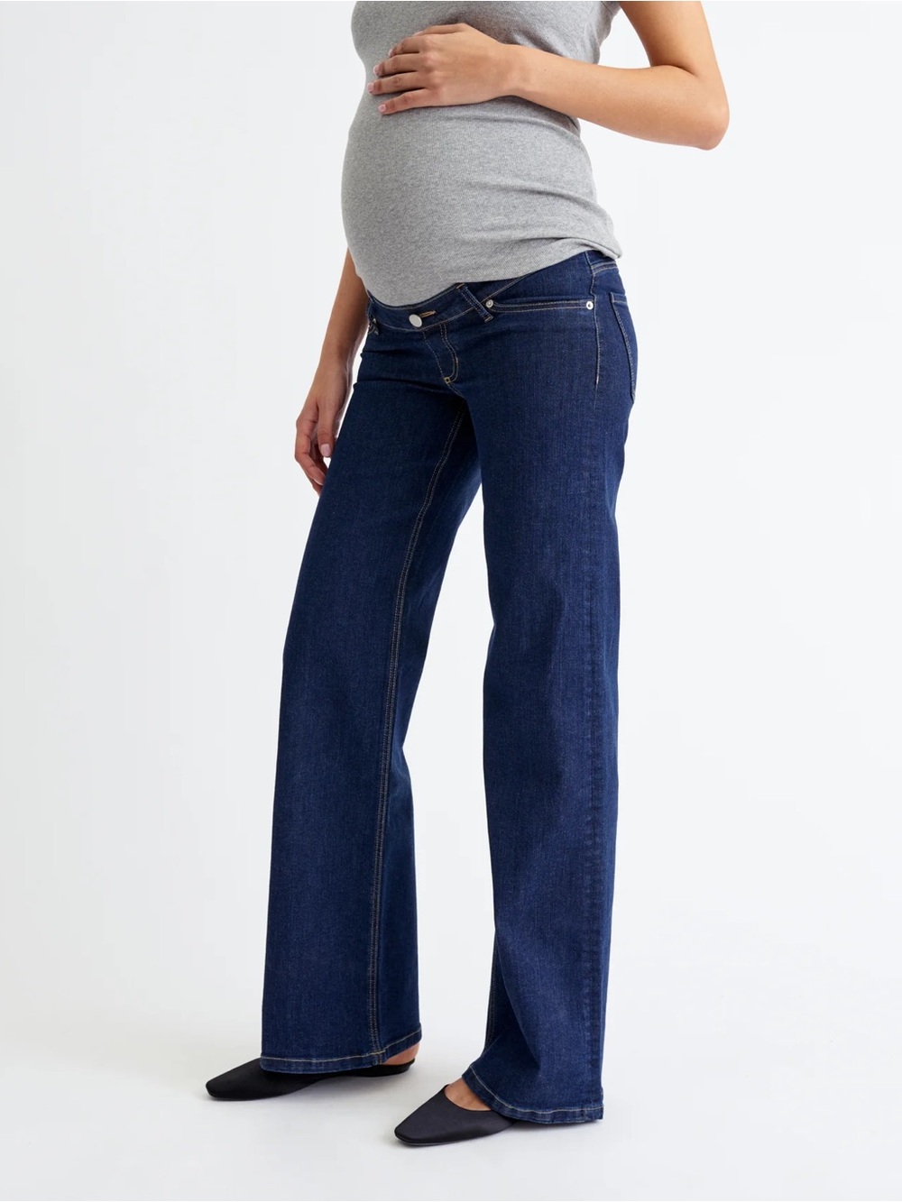 Maternity Women's Dark Blue Wide-Leg Flare Jeans